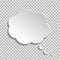 Bubble of think on transparent background. Cloud message for text, comic. Fun speech bubble on isolated background. White cloud of