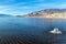 A bubbler aerates water in Owens Lake, California