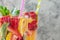 Bubbles Freshness Fruit Drink Closeup Side View