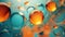 Bubbles macro shot background in orange and turquoise colors