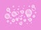 Bubbles on pink background .Fizzing air or water bubbles . Fizzy sparkles. Gum. Vector cartoon illustration. Vector