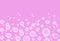 Bubbles on a pink background.Fizzing air or water bubbles on white background. Fizzy sparkles. Gum. Vector cartoon