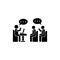 Bubbles questions laptop trainer icon. Simple business indoctrination icons for ui and ux, website or mobile application