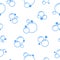 Bubbles seamless pattern. Simple soap balls. Blue outline icons. Fizzy soda water symbols. Foam signs. Repeated print