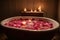bubbling bath with rose petals and essential oils, for the ultimate sensory experience