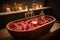 bubbling bath with rose petals and essential oils, for the ultimate sensory experience