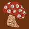 Bubbly toadstool mushroom on brown background