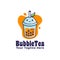buble drink tea logo with leaf illustration cartoon mascot logo