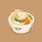 Bubur ayam aka chicken porridge from Indonesian street food cartoon illustration vector