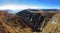 Bucegi mountains high altitude panorama, steep heels in autumn