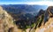 Bucegi mountains high altitude panorama, steep heels in autumn - Busteni city view