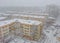 Bucharest city panorama covered in snow