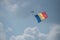 Bucharest international air show BIAS, parachute troopers with Romanian national flag