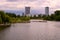 Bucharest office buildings in Pipera , view from Bordei park