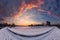 Bucharest panorama in winter time , Baneasa lake