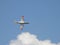 Bucharest, Romania 08 24 2019 plane performing aerobatic stunt at Bucharest International Air Show 2019