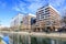 Bucharest, Romania, 20 Nov 2021: Modern glass business buildings at Timpuri Noi area with headquarters of Platika, Tremend, Zitec