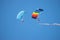 Bucharest/ Romania - AeroNautic Show - September 21, 2019: Skydivers getting ready to land in water