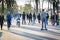 BUCHAREST, ROMANIA, - April 2, 2016: People using hoverboard, a self-balancing two-wheeled board, in the park. Editorial content