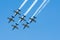 Bucharest, Romania - August 28, 2019: Baltic Bees aerobatics team performing at BIAS 2019 Bucharest International Air Show