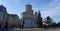 Bucharest, Romania - December 31, 2022: Patriarchal Cathedral of Saints Constantine and Helena and the Palace of the