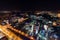 Bucharest skyline  Night time landscape panoramic aerial view