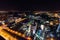 Bucharest skyline  Night time landscape panoramic aerial view