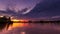 Bucharest sunset on Herastrau lake with kayak , people having relaxing and fun time