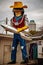 Buck Atom Space Cowboy statue with cowboy hat and rocket roadside attraction