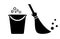 Bucket and broom cleaning vector icon