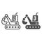 Bucket excavator line and glyph icon. Digger vector illustration isolated on white. Construction outline style design