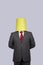 Bucket head businessman