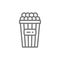 Bucket of popcorn, takeaway line icon.