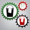 Bucket and a rag sign. Vector. Three connected gears with icons