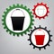 Bucket sign for garden. Vector. Three connected gears with icons