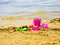 Bucket and spade on the beach