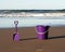 Bucket and spade on beach