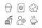 Bucket, Star and Hamburger icons set. Security, File management and Espresso signs. Vector