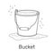 Bucket for washing and cleaning linear design illustration.