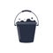 Bucket of water icon vector isolated, pail or bucketful with foam and bubbles. Gardening equipment