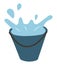 Bucket with Water Splashes Isolated Icon Vector