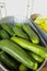 A bucket of zucchini