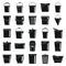 Buckets black simple icons set