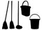 Buckets and mops included in the floor cleaning set.