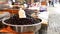 Buckets of olives for sale street food market