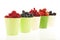 Buckets soft fruit isolated over white