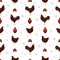 Buckeye Chicken breeds seamless pattern. Poultry and farm animals. Different colors set