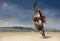 Bucking horse on nature background