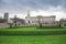 Buckingam Palace yard with green grass in front. London city