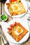 Buckwheat crepes with cheese and egg